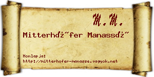 Mitterhöfer Manassé névjegykártya